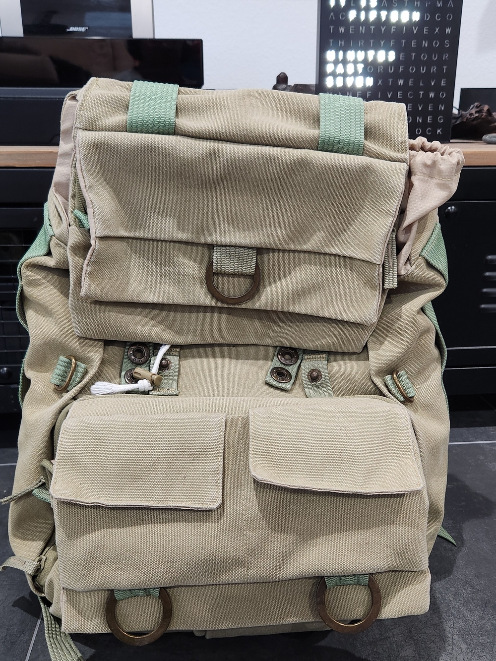 Canvas Tactical Camera Backpack for Men - Khaki